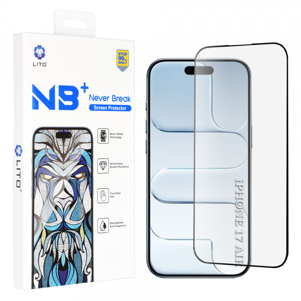 Folie de protectie Ecran Lito NB pentru Apple iPhone 17 Air, Sticla Securizata, Full Glue, Neagra
