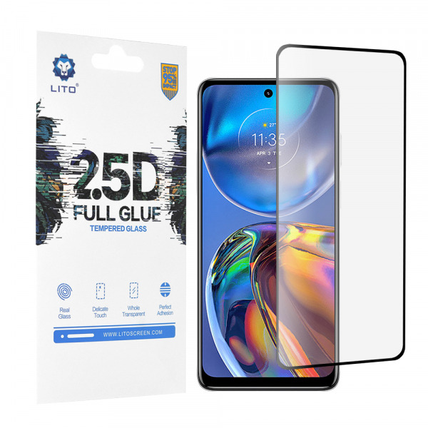 Folie de protectie Ecran Lito pentru Motorola Moto E32s / E32, Sticla Securizata, Full Glue, 2.5D, Neagra