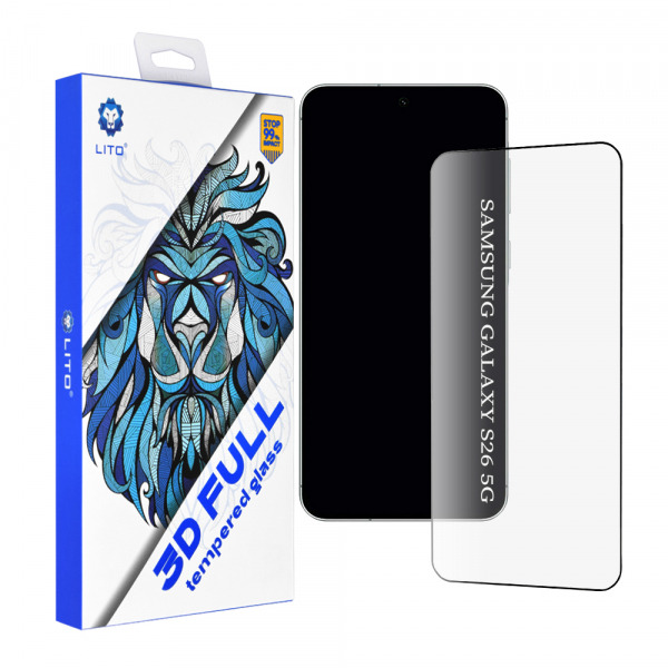 Folie de protectie Ecran Lito pentru Samsung Galaxy S26 S942, Sticla Securizata, Full Glue, 3D, Neagra