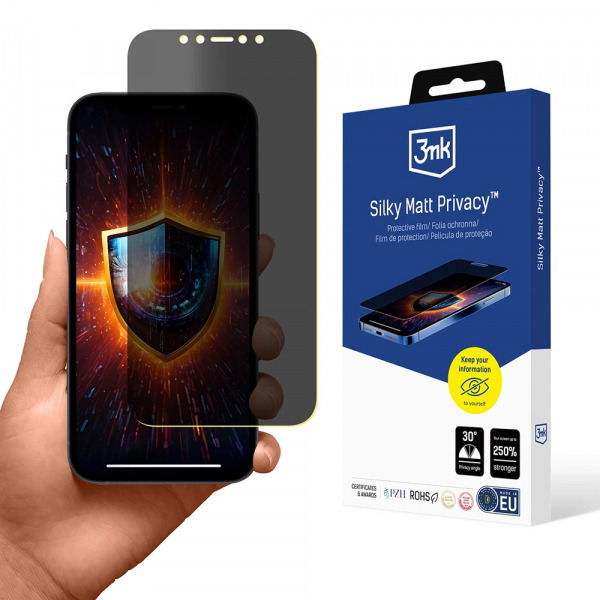 Folie de protectie Ecran Matte Privacy 3MK Silky pentru Apple iPhone 12 / 12 Pro, Plastic