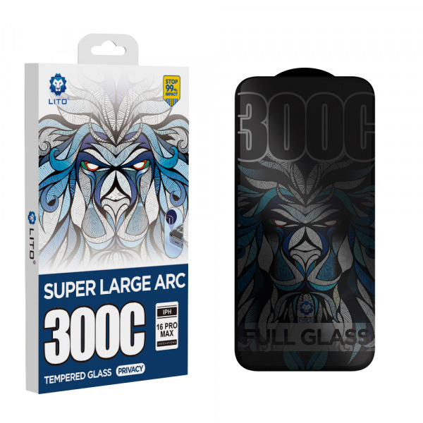 Folie de protectie Ecran Privacy Lito D+ Max 300C pentru Apple iPhone 14 Pro Max, Sticla Securizata, Full Glue