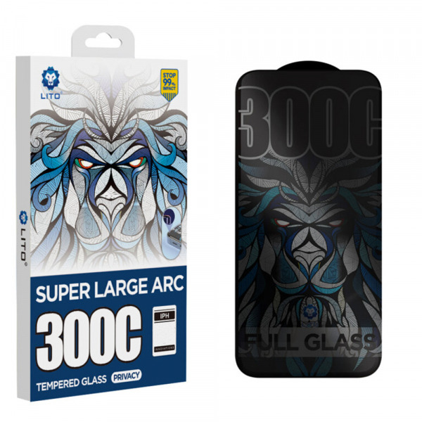 Folie de protectie Ecran Privacy Lito D+ Max 300C pentru Apple iPhone 17 / 16 Pro, Sticla Securizata, Full Glue