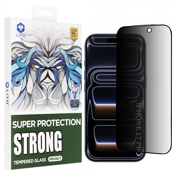 Folie de protectie Ecran Privacy Lito D+ Max Strong pentru Apple iPhone 18 Pro / 17 Pro, Sticla Securizata, Full Glue