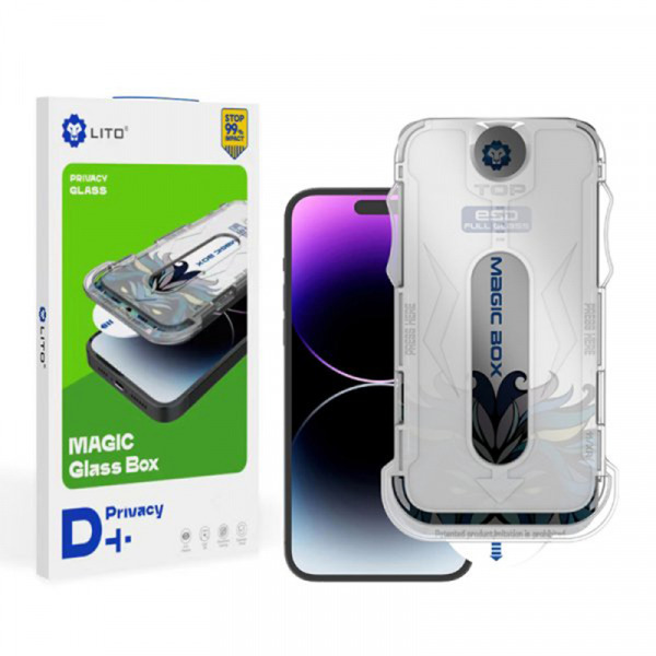 Folie de protectie Ecran Privacy Lito Magic Glass Box D+ Tools pentru Apple iPhone 12 / 12 Pro, Sticla Securizata, Full Glue