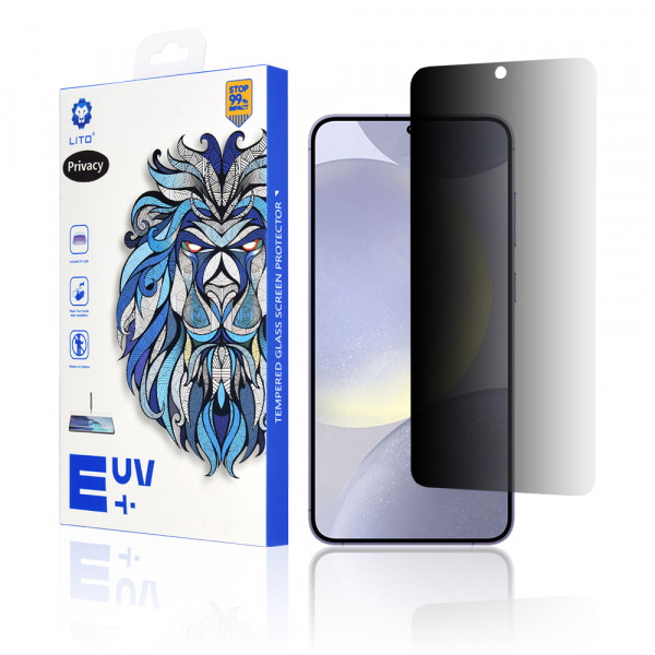 Folie de protectie Ecran Privacy Lito pentru Samsung Galaxy S25 Edge S937 / S24+ S926, Sticla Securizata, UV Glue, 3D