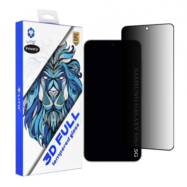 Folie de protectie Ecran Privacy Lito pentru Samsung Galaxy S26 Plus S947, Sticla Securizata, Full Glue, 3D