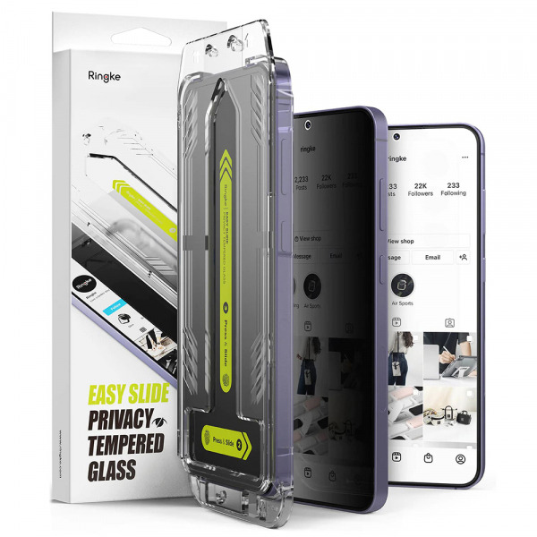 Folie de protectie Ecran Privacy Ringke Easy Slide pentru Samsung Galaxy S25+ S936 / S24+ S926, Sticla Securizata, Full Glue, Set 2 bucati