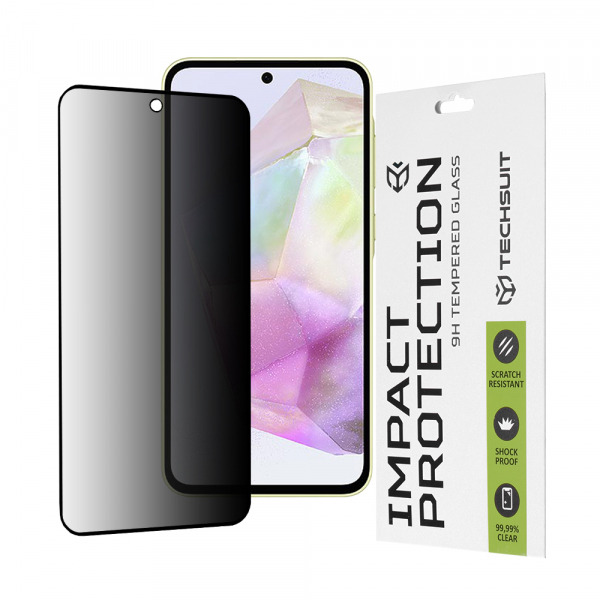 Folie de protectie Ecran Privacy Techsuit pentru Samsung Galaxy M56 M566 / M35 / A55 5G A556 / A35 5G A356, Sticla Securizata, Full Glue, 111D