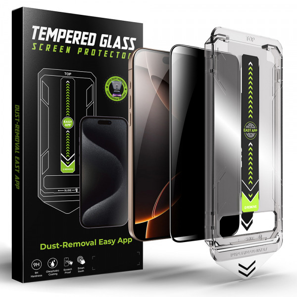 Folie de protectie Ecran Privacy Techsuit TitanGlass pentru Apple iPhone 16 / 15, Sticla Securizata, Full Glue