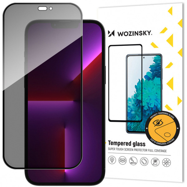 Folie de protectie Ecran Privacy WZK AntiSpy pentru Apple iPhone 14 Pro Max, Sticla Securizata, Full Glue