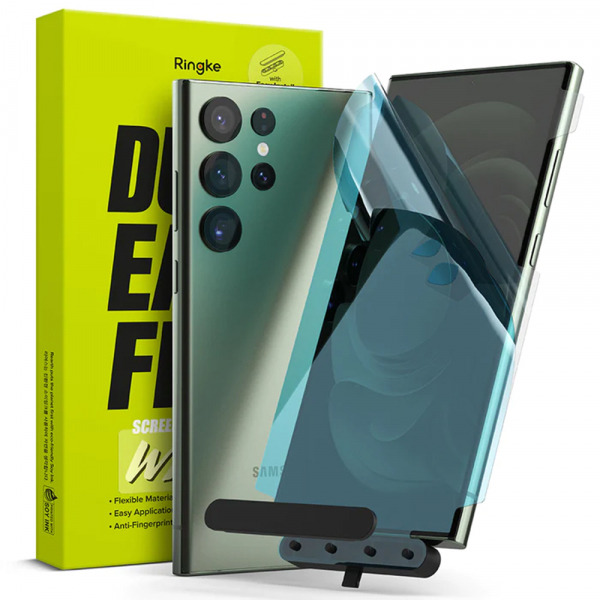 Folie de protectie Ecran Ringke Dual Easy WingFull pentru Samsung Galaxy S23 Ultra S918, Plastic, Set 2 bucati