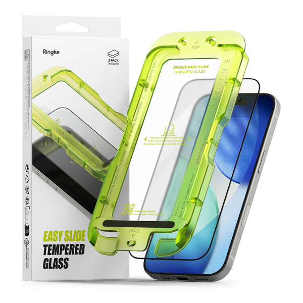 Folie de protectie Ecran Ringke Easy Slide pentru Apple iPhone 17 Pro Max, Sticla Securizata, Full Glue, Set 2 bucati