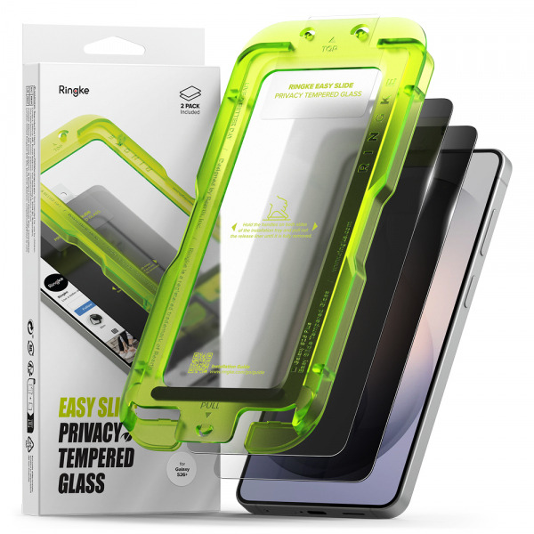 Folie de protectie Ecran Ringke Easy Slide pentru Samsung Galaxy S26 Plus S947, Sticla Securizata, Full Glue, Set 2 bucati, Neagra