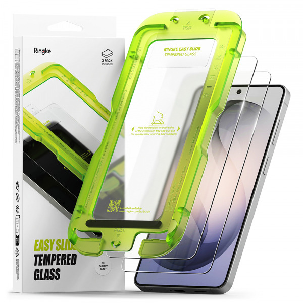 Folie de protectie Ecran Ringke Easy Slide pentru Samsung Galaxy S26 Plus S947, Sticla Securizata, Full Glue, Set 2 bucati