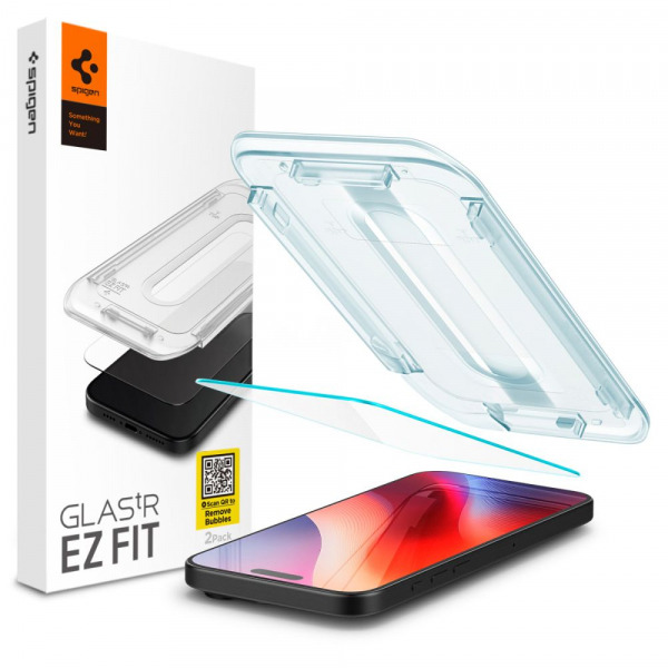 Folie de protectie Ecran Spigen GlastR EZ FIT pentru Apple iPhone 16 Pro, Sticla Securizata, Full Glue AGL07935