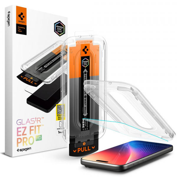Folie de protectie Ecran Spigen GlastR EZ FIT Pro pentru Apple iPhone 18 Pro Max / 17 Pro Max / 16 Pro Max, Sticla Securizata, Full Glue AGL10095