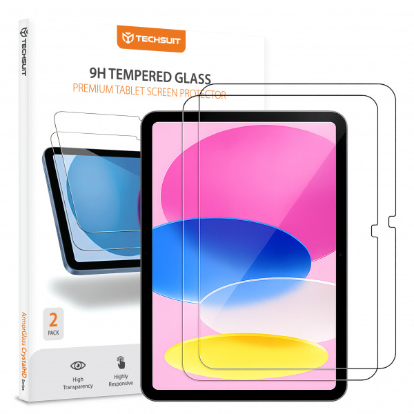 Folie de protectie Ecran Techsuit ArmorGlass CrystalHD pentru Apple iPad (2025) / (2022), Sticla Securizata, Full Glue, Set 2 bucati