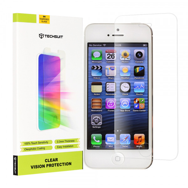 Folie de protectie Ecran Techsuit Clear Vision pentru Apple iPhone SE (2016) / 5 / 5s, Sticla Securizata, Full Glue
