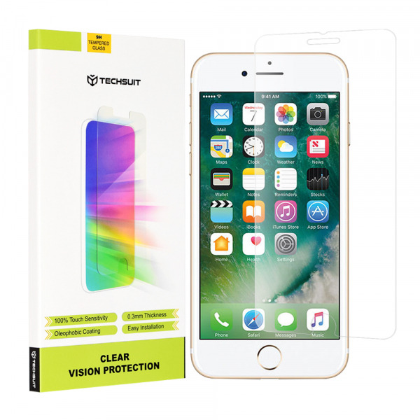 Folie de protectie Ecran Techsuit Clear Vision pentru Apple iPhone SE (2022) / SE (2020) / 8 / 7, Sticla Securizata, Full Glue