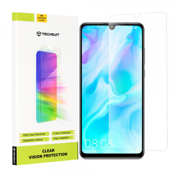 Folie de protectie Ecran Techsuit Clear Vision pentru Huawei P30 lite New Edition / P30 lite, Sticla Securizata, Full Glue
