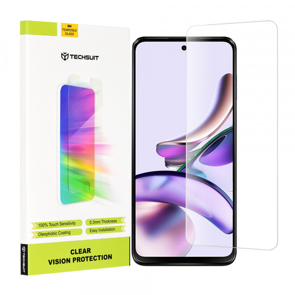 Folie de protectie Ecran Techsuit Clear Vision pentru Motorola Moto G13 / G23 / G53, Sticla Securizata, Full Glue