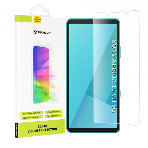 Folie de protectie Ecran Techsuit Clear Vision pentru Sony Xperia 10 VII, Sticla Securizata, Full Glue