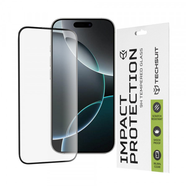 Folie de protectie Ecran Techsuit pentru Apple iPhone 16 Pro, Sticla Securizata, Full Glue, 111D, Neagra