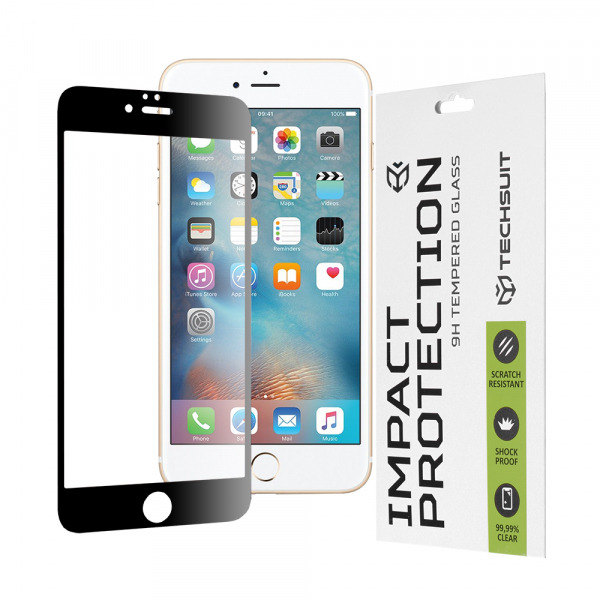 Folie de protectie Ecran Techsuit pentru Apple iPhone 6 / 6s, Sticla Securizata, Full Glue, 111D, Neagra