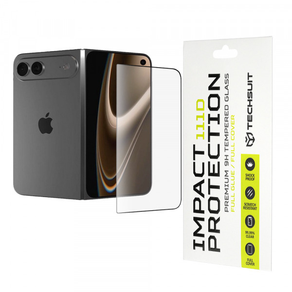 Folie de protectie Ecran Exterior Techsuit pentru Apple iPhone Duo, Sticla Securizata, Full Glue, 111D, Neagra