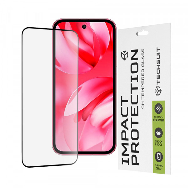 Folie de protectie Ecran Techsuit pentru Google Pixel 9a, Sticla Securizata, Full Glue, 111D, Neagra