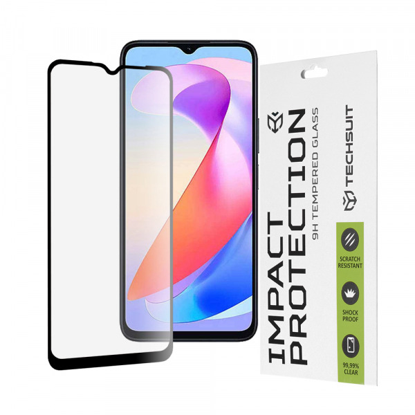 Folie de protectie Ecran Techsuit pentru Honor X6a, Sticla Securizata, Full Glue, 111D, Neagra