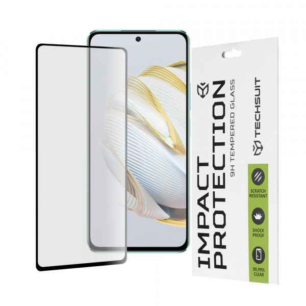 Folie de protectie Ecran Techsuit pentru Huawei nova 10 SE, Sticla Securizata, Full Glue, 111D, Neagra