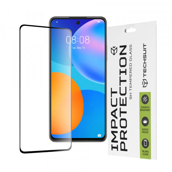 Folie de protectie Ecran Techsuit pentru Huawei P smart 2021, Sticla Securizata, Full Glue, 111D, Neagra