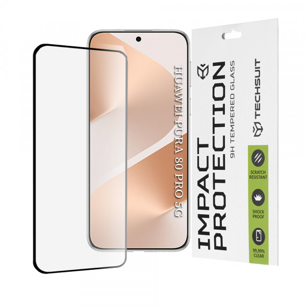 Folie de protectie Ecran Techsuit pentru Huawei Pura 80 Pro, Sticla Securizata, Full Glue, 111D, Neagra