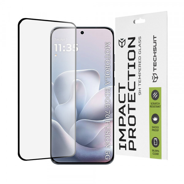 Folie de protectie Ecran Techsuit pentru Motorola Edge 70 Fusion, Sticla Securizata, Full Glue, 111D, Neagra