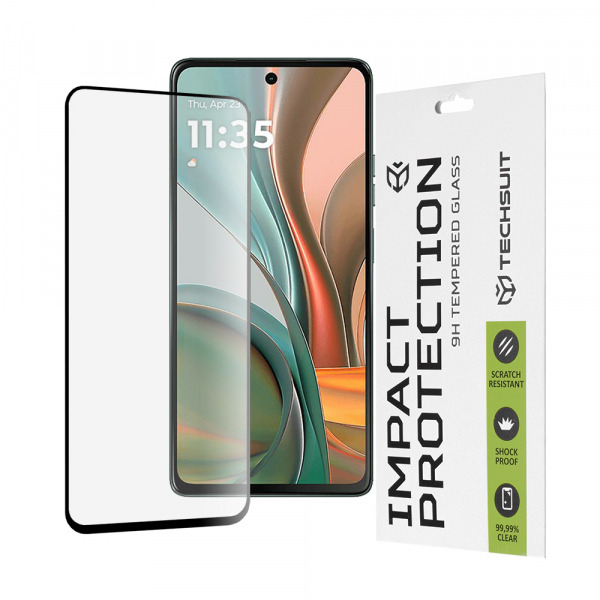 Folie de protectie Ecran Techsuit pentru Motorola Moto G75, Sticla Securizata, Full Glue, 111D, Neagra
