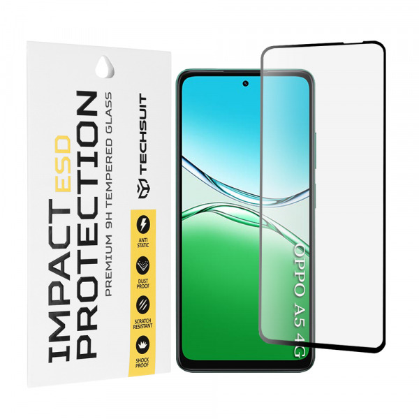 Folie de protectie Ecran Techsuit pentru Oppo A5 4G / A5 5G, Sticla Securizata, Full Glue, Neagra