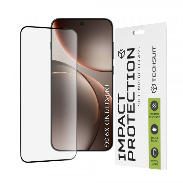 Folie de protectie Ecran Techsuit pentru Oppo Find X9, Sticla Securizata, Full Glue, 111D, Neagra