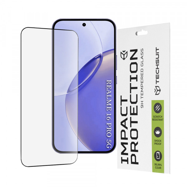 Folie de protectie Ecran Techsuit pentru Realme 16 Pro, Sticla Securizata, Full Glue, 111D, Neagra
