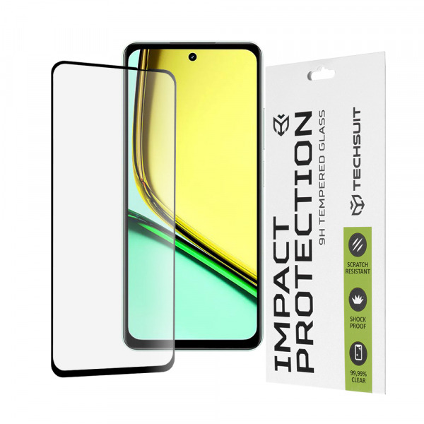Folie de protectie Ecran Techsuit pentru Realme C67 4G, Sticla Securizata, Full Glue, 111D, Neagra