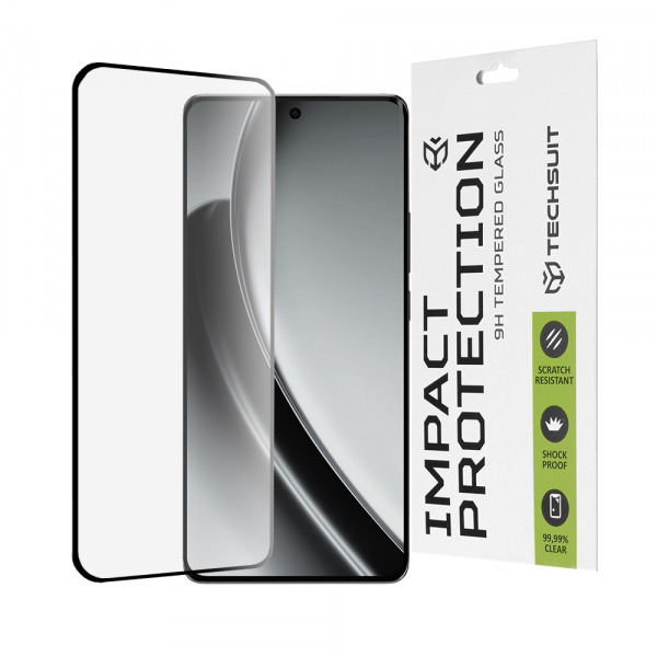 Folie de protectie Ecran Techsuit pentru Realme GT 6T / GT 6, Sticla Securizata, Full Glue, 111D, Neagra