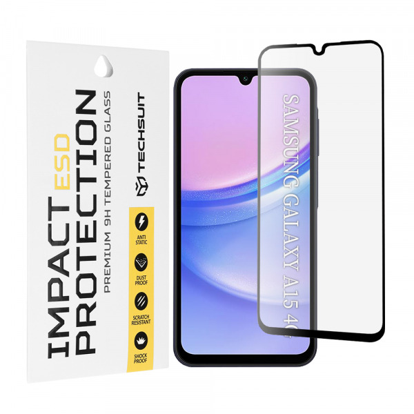 Folie de protectie Ecran Techsuit pentru Samsung Galaxy M15 / A15 5G A156 / A15 A155, Sticla Securizata, Full Glue, Neagra