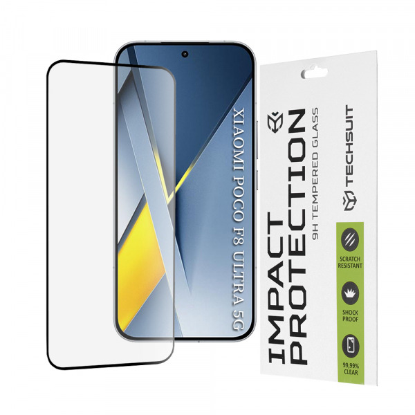 Folie de protectie Ecran Techsuit pentru Xiaomi Poco F8 Ultra, Sticla Securizata, Full Glue, 111D, Neagra