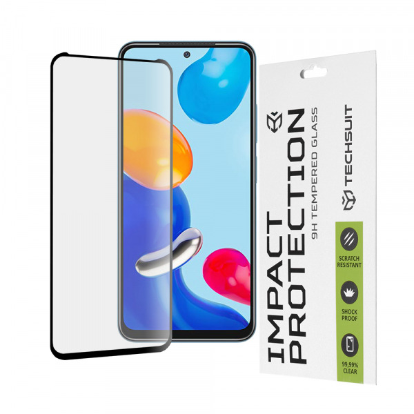 Folie de protectie Ecran Techsuit pentru Xiaomi Poco M4 Pro / Redmi Note 11S / Note 11, Sticla Securizata, Full Glue, 111D, Neagra