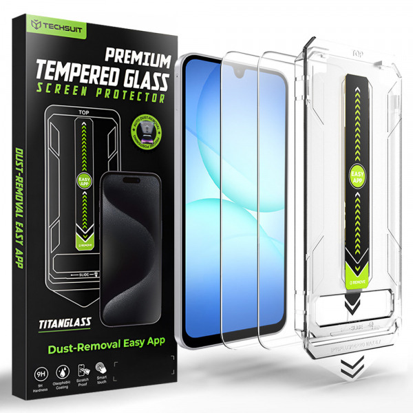 Folie de protectie Ecran Techsuit TitanGlass CrystalHD pentru Samsung Galaxy A17 5G A176 / A16 5G A166 / A16 4G A165, Sticla Securizata, Set 2 bucati