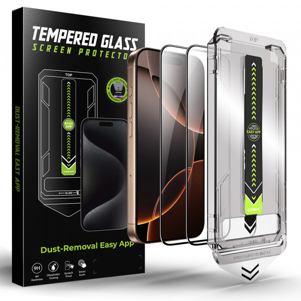 Folie de protectie Ecran Techsuit TitanGlass pentru Apple iPhone 12 / 12 Pro, Sticla Securizata, Full Glue, Set 2 bucati, Neagra