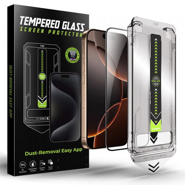 Folie de protectie Ecran Techsuit TitanGlass pentru Apple iPhone 18 Pro Max / 17 Pro Max, Sticla Securizata, Full Glue, Neagra