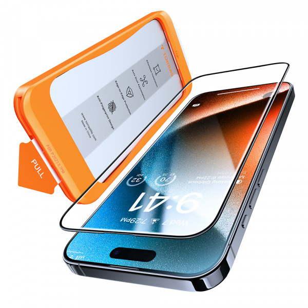 Folie de protectie Ecran Torras GlassGo pentru Apple iPhone 15 Pro, Sticla Securizata, Full Glue, Neagra