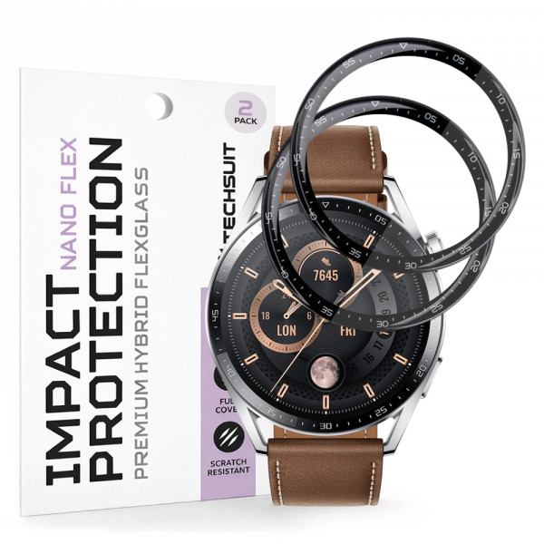 Folie Protectie Techsuit Nano Flex pentru Huawei Watch GT 3 46mm, Set 2 bucati, Plastic, Neagra