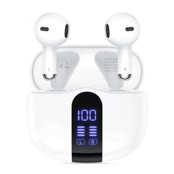 Handsfree Bluetooth Tech-Protect Ultraboost Core G2, TWS, Alb